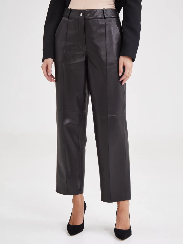 Модные женские кожаные брюки 08, черные, размер 42, артикул 85921-5