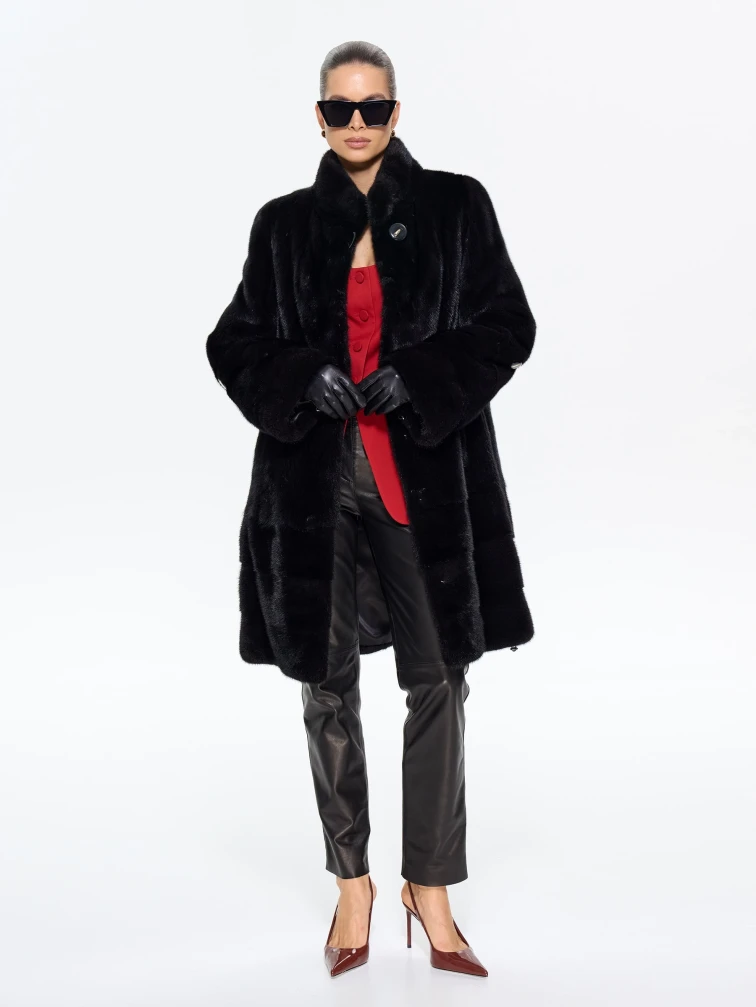 Коричневая женская норковая шуба Модница-010, размер 56, артикул 65420-1