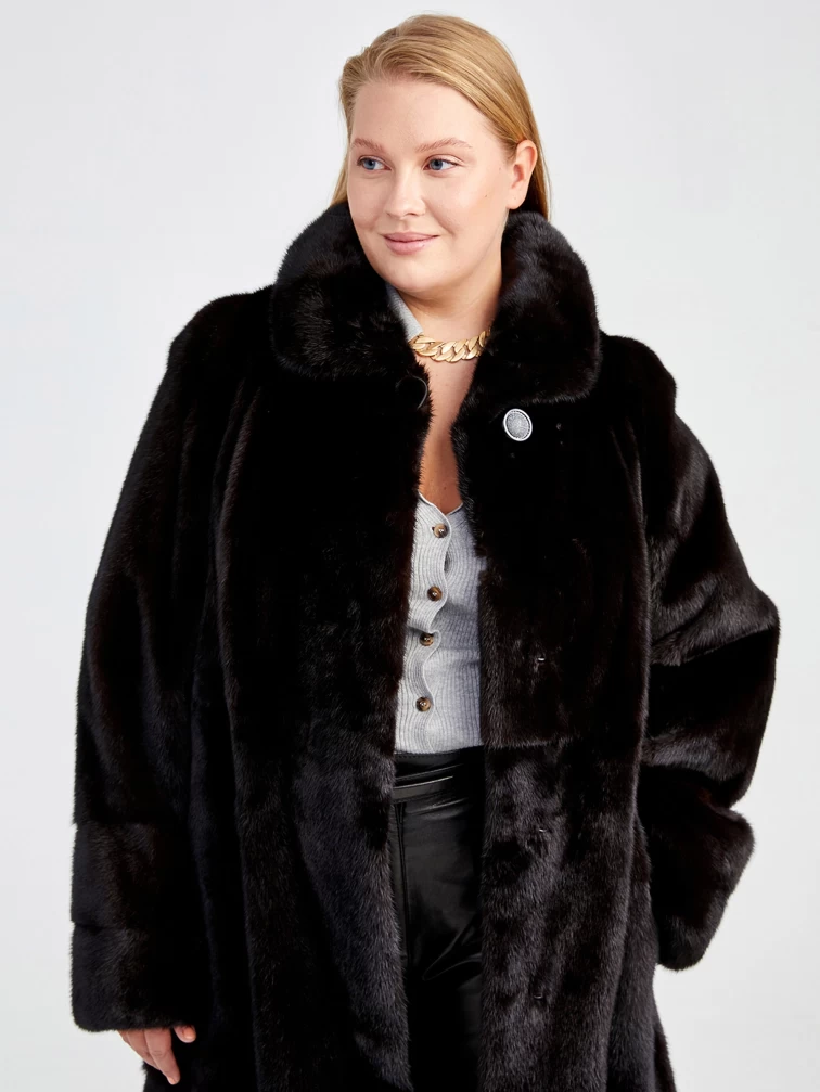 Зимний комплект женский: Шуба из меха норки Елизавета(в) + Брюки 04, черный, р. 52, арт. 111358-5