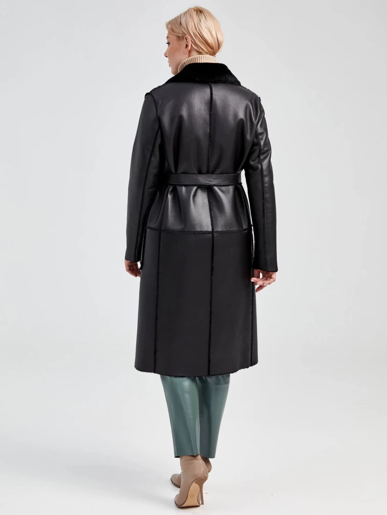 Демисезонный комплект женский: Дубленка 2000 + Брюки 03, черный/оливковый, р. 46, арт. 111226-1