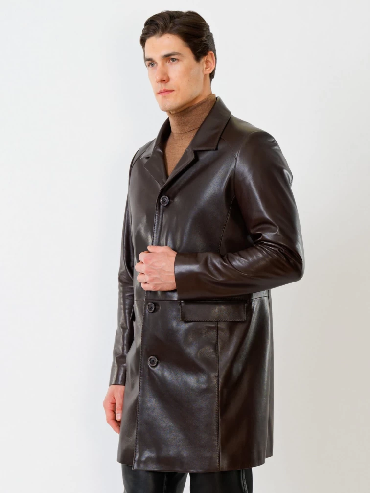 Мужской кожаный френч премиум класса 539, коричневый, размер 50, артикул 28820-6