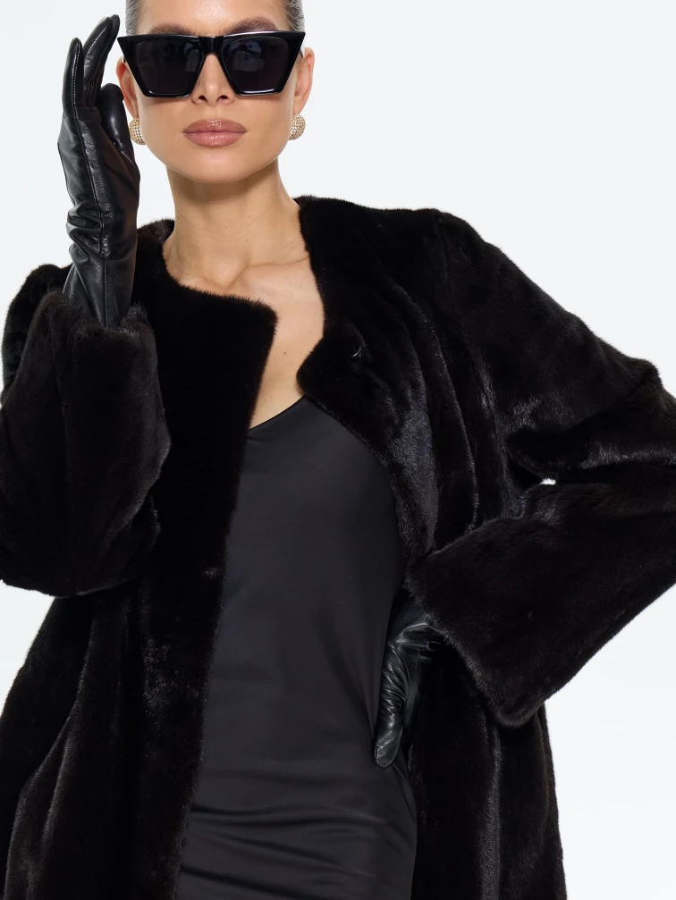 Норковая женская шуба BRASCHI NJ 13/C13, черная, размер 44, артикул 34380-5