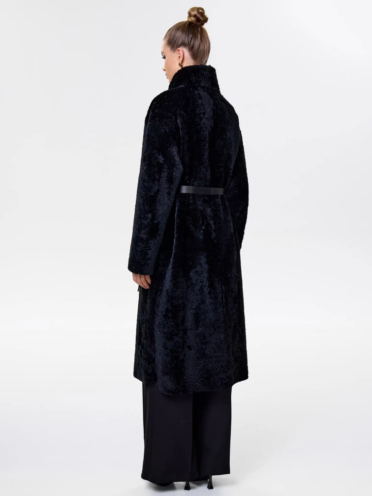 Длинное женское пальто из натуральной овчины астрагана премиум класса 2060, черное, размер 46, артикул 64320-5