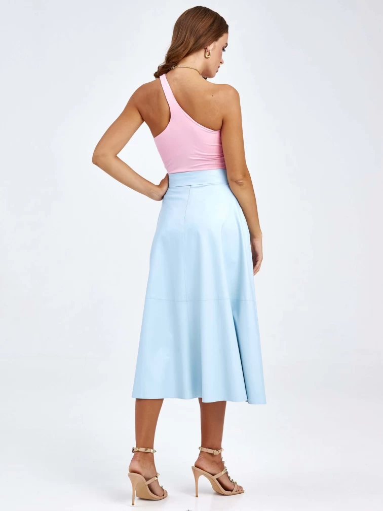 Женские кожаная юбка из экокожи 4820757, голубая, размер 48, артикул 85770-7