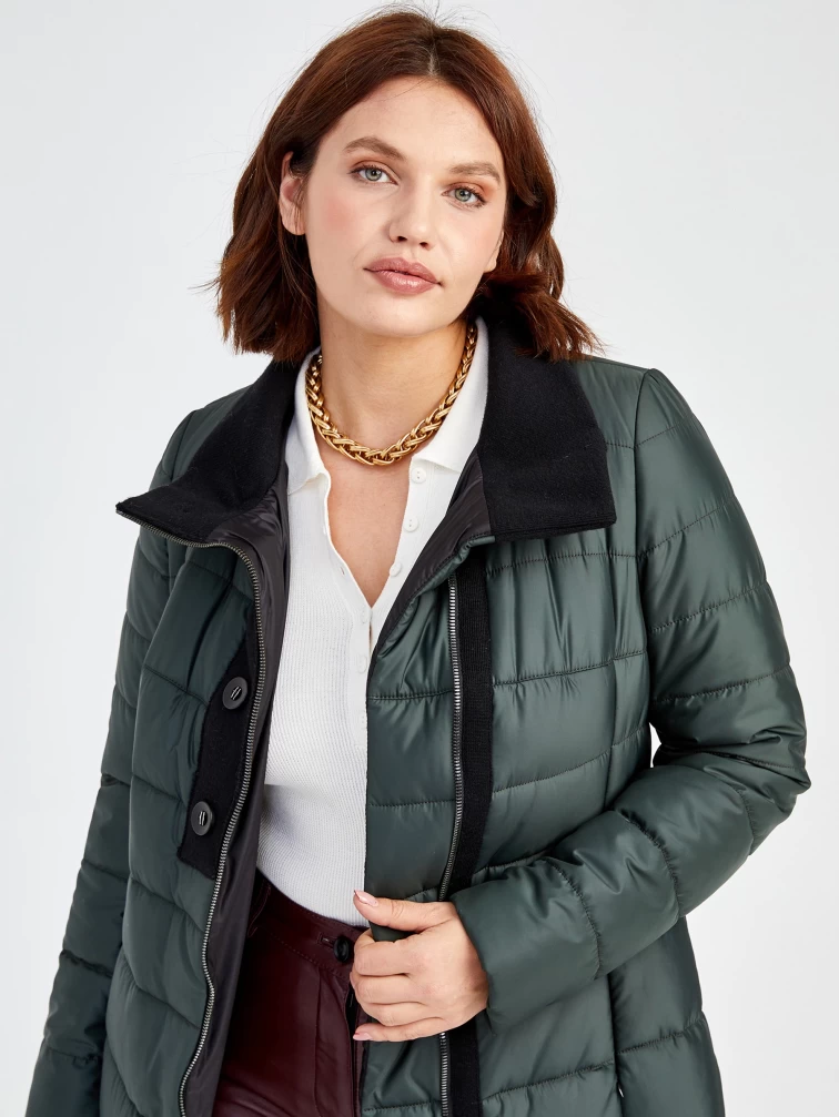 Текстильный женский пуховик 701, зеленый, размер 42, артикул 25240-2