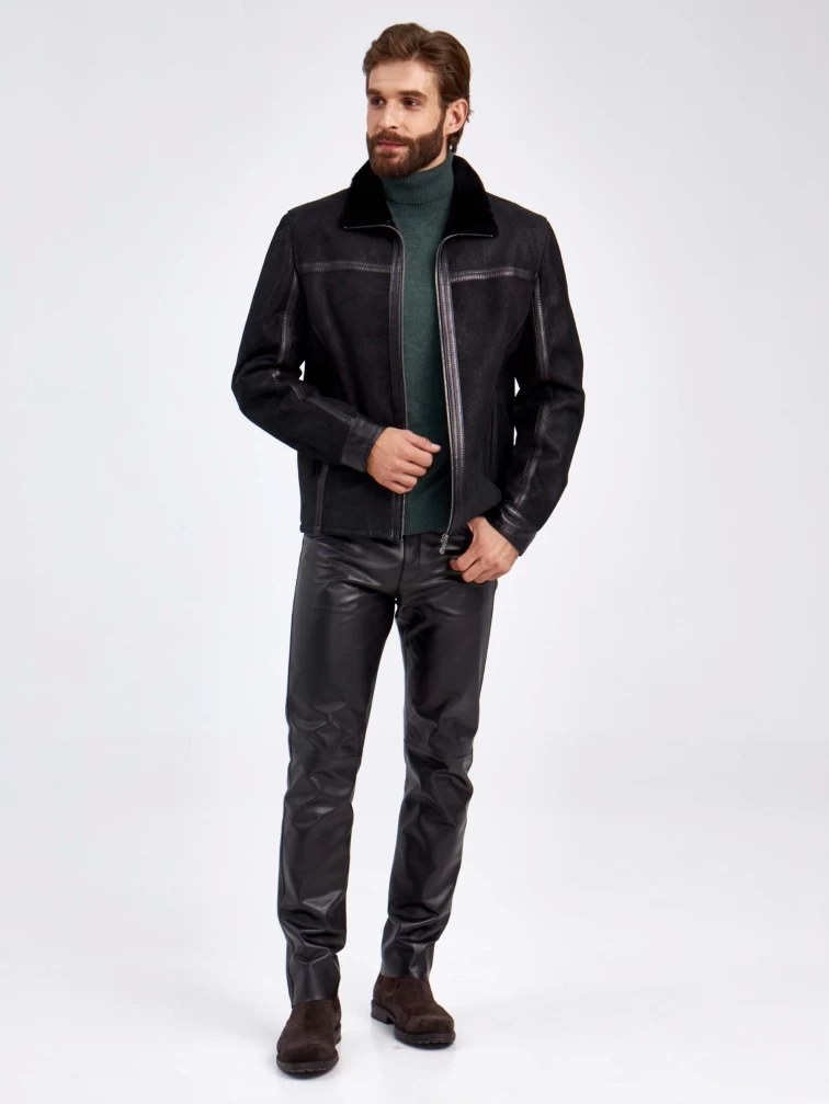 Дубленка мужская короткая 2242, черная, размер 50, артикул 70820-1