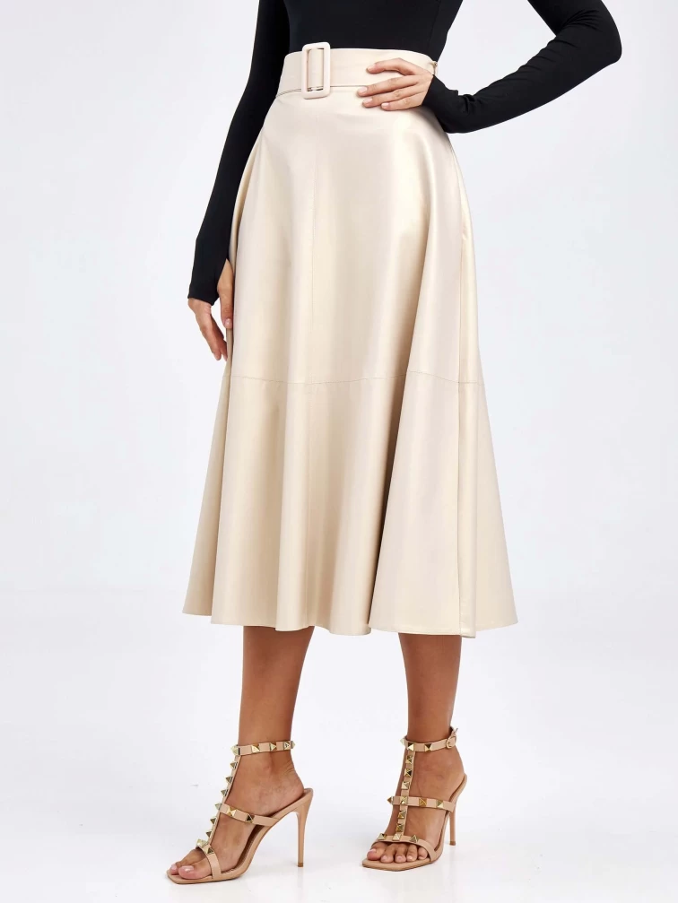 Женские кожаная юбка из экокожи 4878427, жемчужная, размер 46, артикул 85780-1