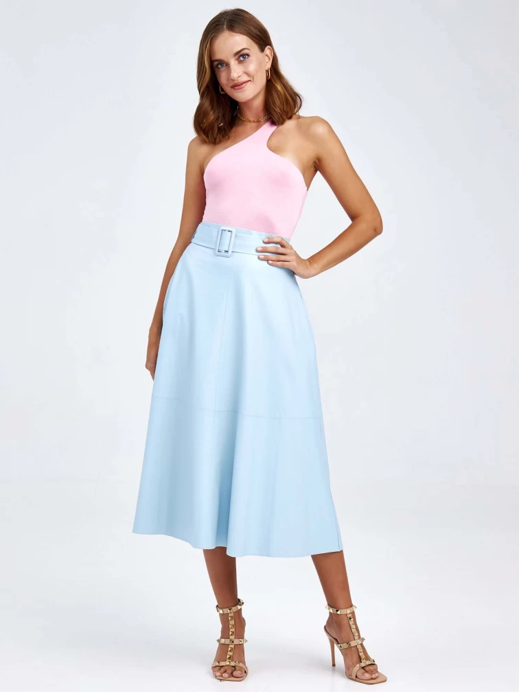 Женские кожаная юбка из экокожи 4820757, голубая, размер 48, артикул 85770-6