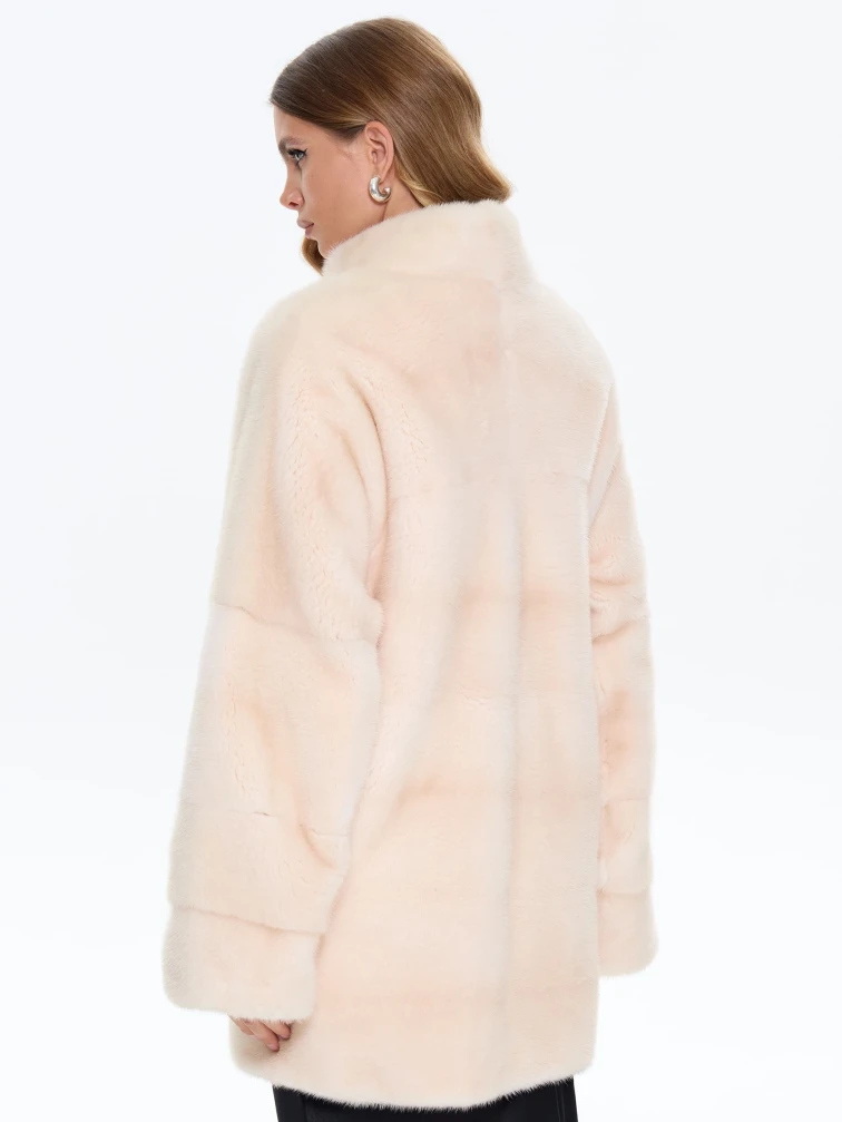 Женская поперечная норковая шуба BRASCHI LE88, бежевая, размер 40, артикул 34330-5