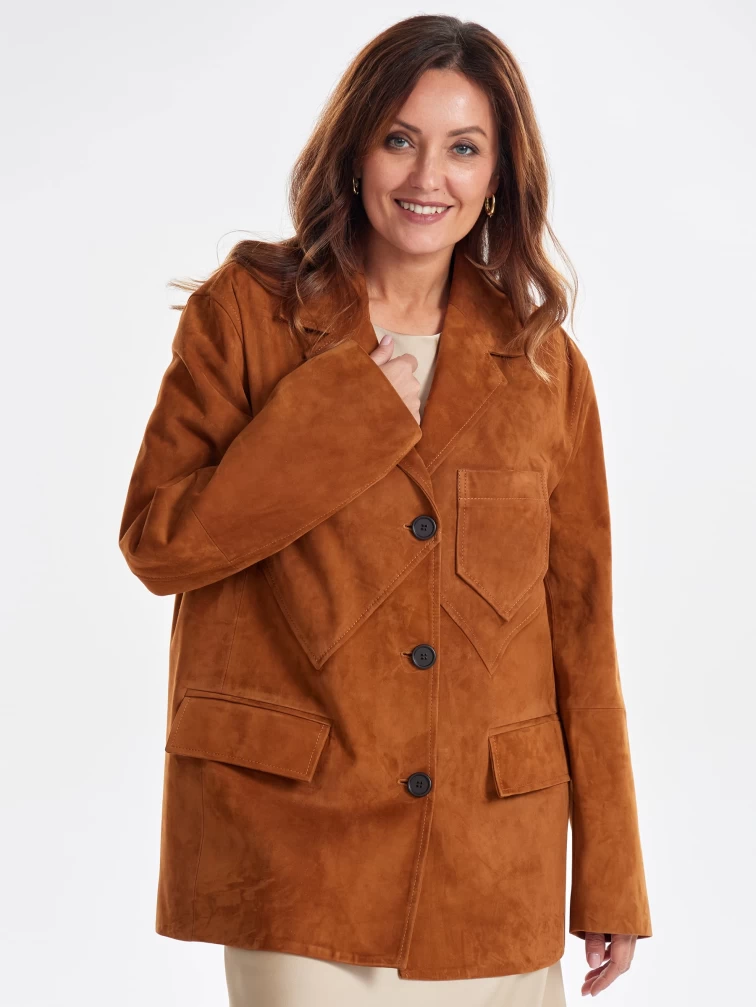 Замшевый пиджак для женщин премиум класса 3069з, виски, размер 44, артикул 24110-0