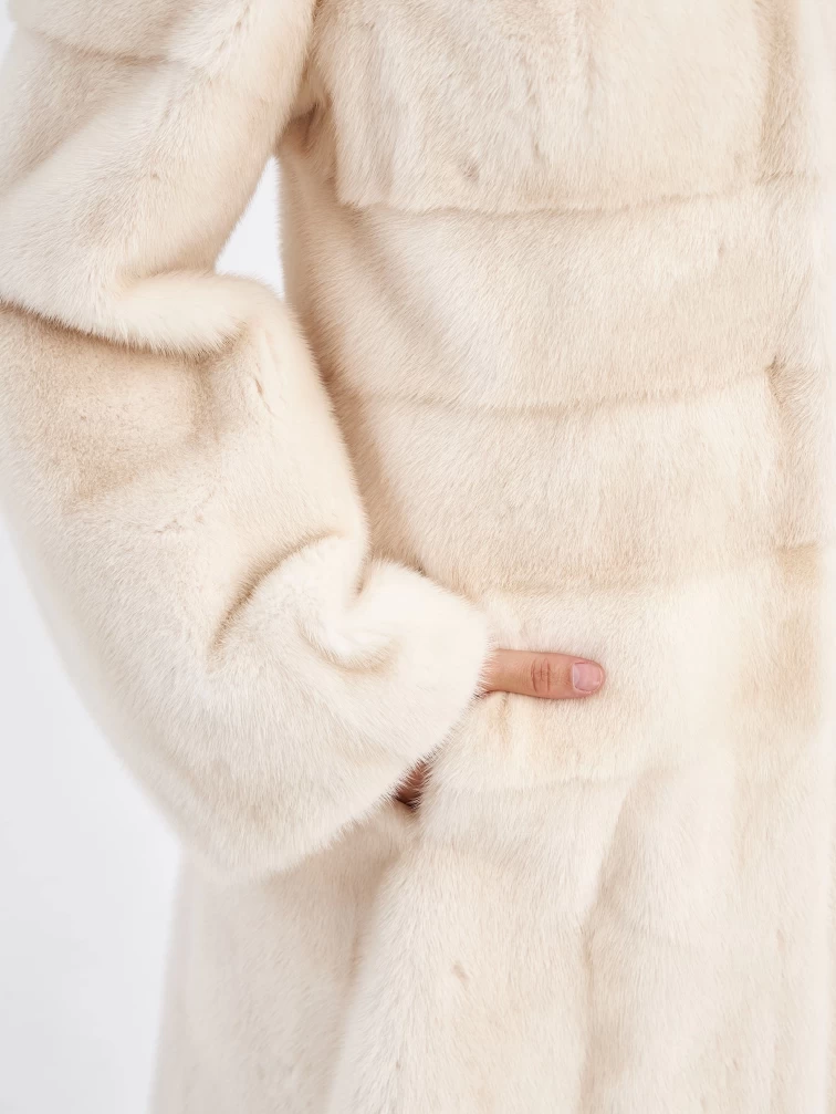 Норковая женская поперечная шуба премиум класса Майя(к), жемчужная, размер 46, артикул 33740-5