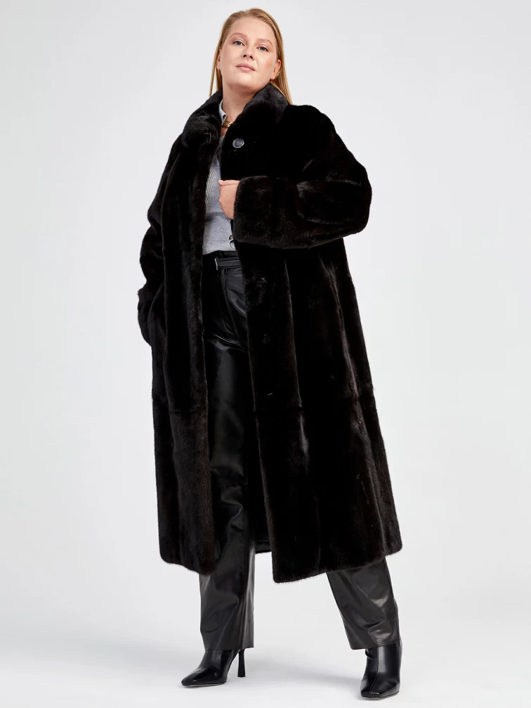 Зимний комплект женский: Шуба из меха норки Елизавета(в) + Брюки 04, черный, р. 52, арт. 111358-0