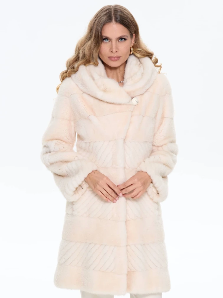 Бежевая женская норковая шуба BRASCHI EGM 012, размер 42, артикул 34400-4