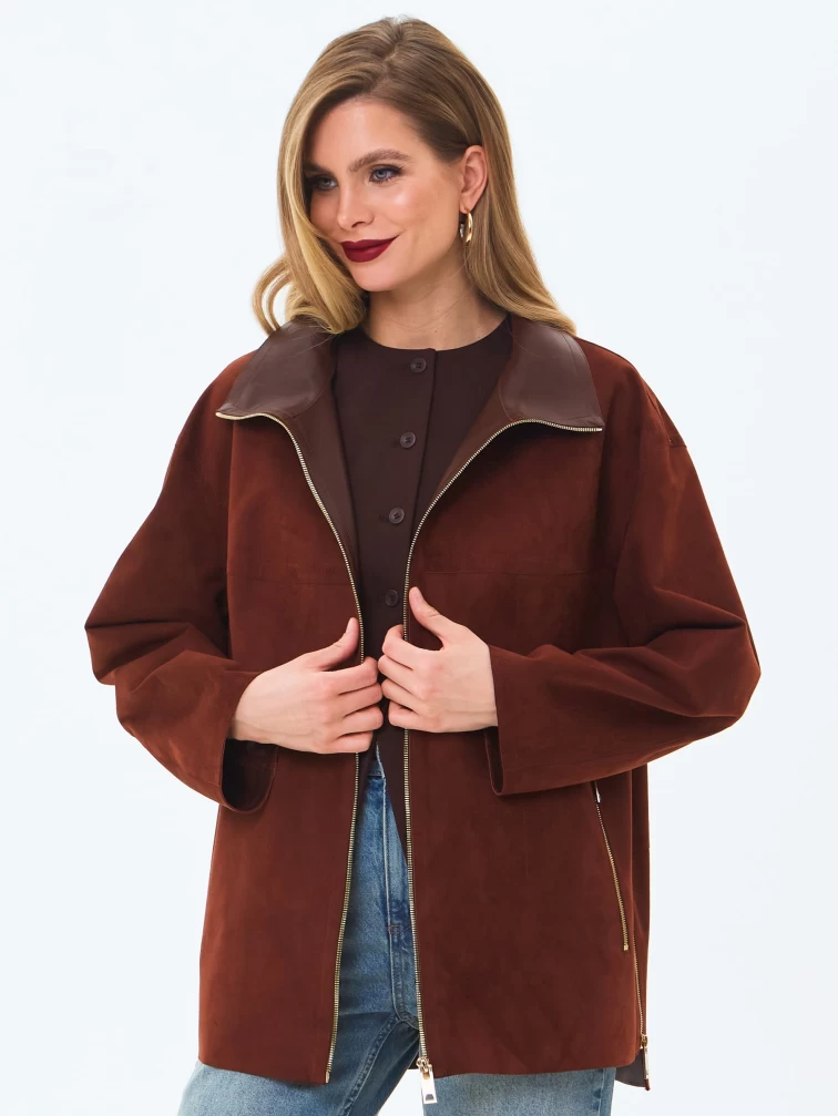 Женская замшевая куртка премиум класса 3090з, табачная, размер 46, артикул 24380-4