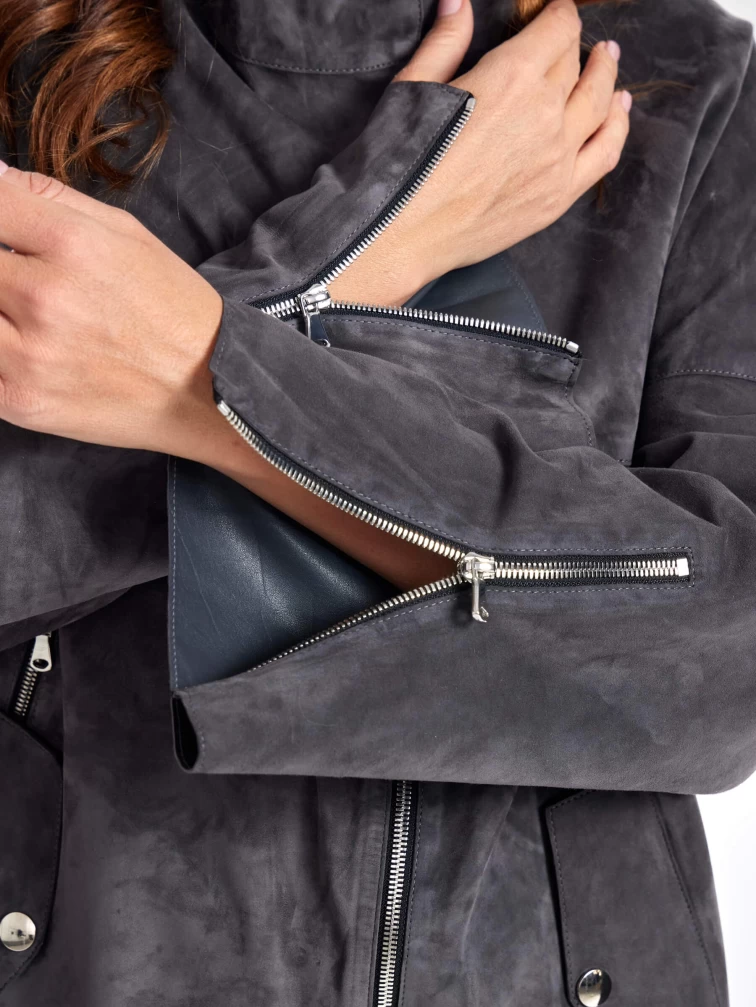 Стильное замшевое пальто оверсайз для женщин премиум класса 3041з, серое, размер 54, артикул 64100-3