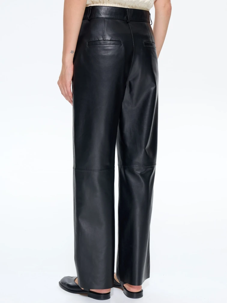 Брюки женские из натуральной кожи 10, черный, размер 46, артикул 86050-5