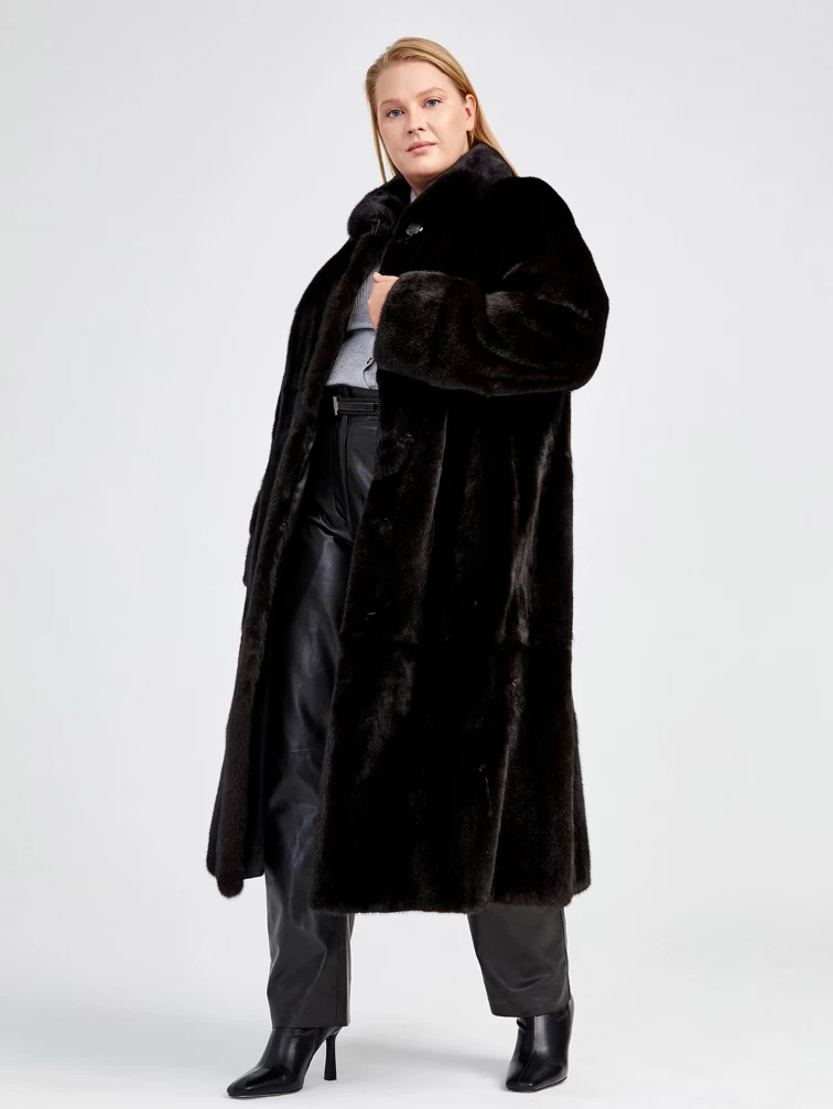 Зимний комплект женский: Шуба из меха норки Елизавета(в) + Брюки 04, черный, р. 52, арт. 111358-6