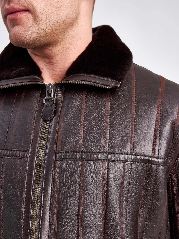 Короткая мужская дубленка 1106, коричневая, размер 46, артикул 71210-4