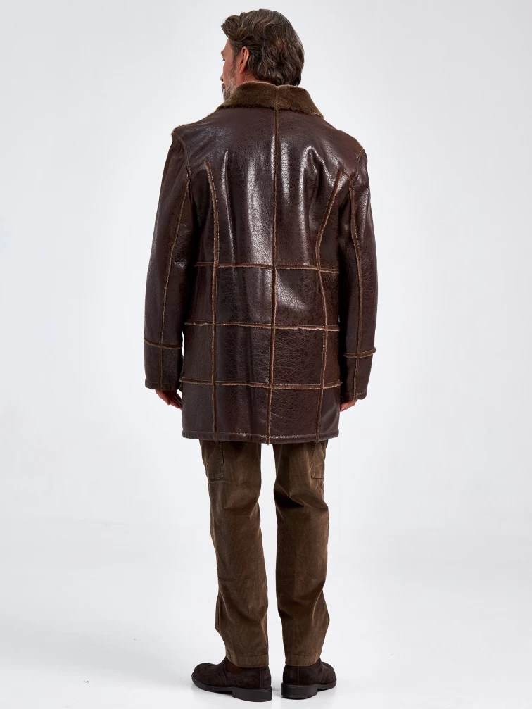 Дубленка мужская 171, удлиненная, коричневая, размер 52, артикул 70710-2