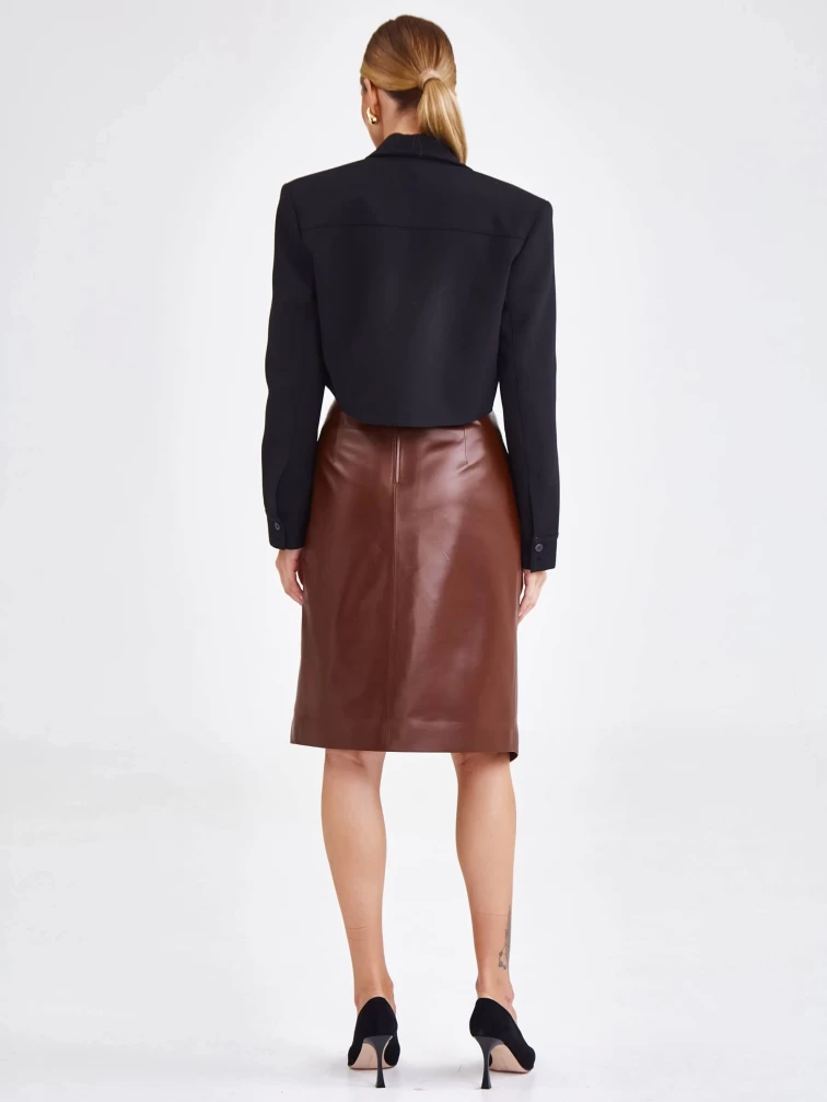 Юбка миди из натуральной кожи 15, табачная, размер 44, артикул 85890-7