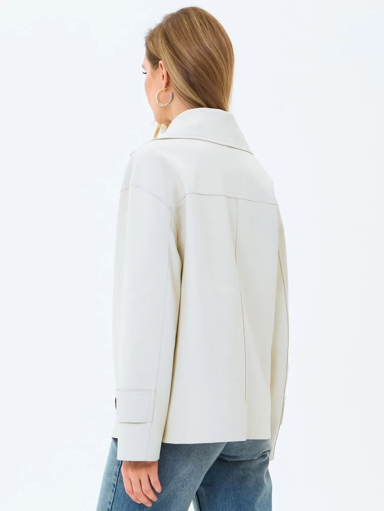 Белый кожаный женский пиджак премиум класса 3097, размер 44, артикул 24720-5