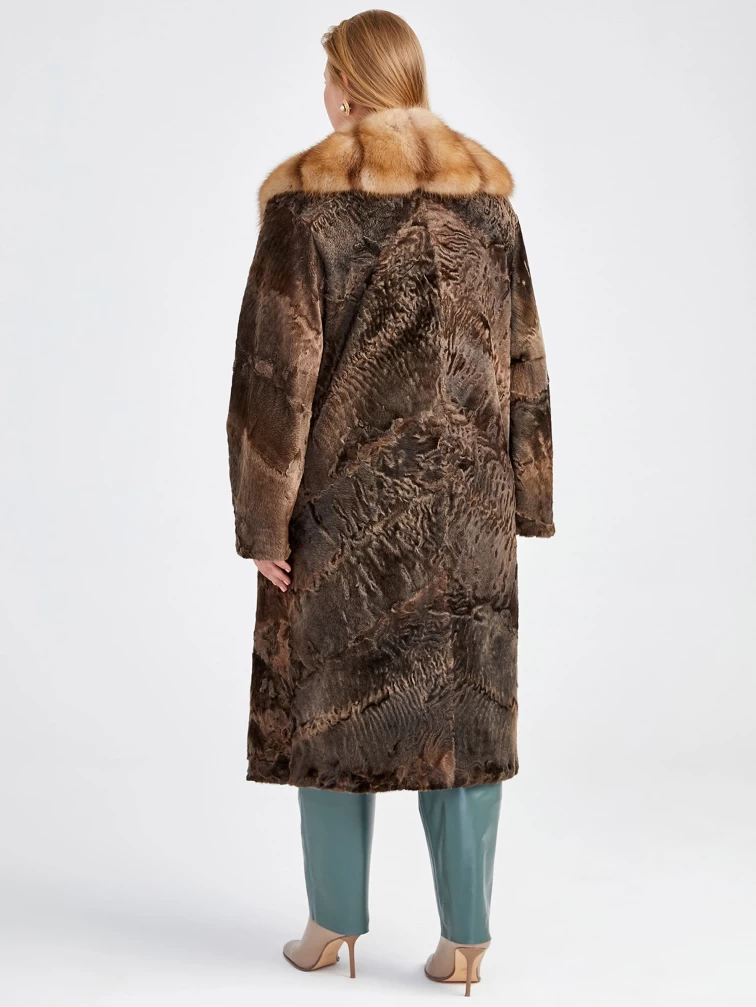 Зимний комплект женский: Шуба из каракуля Екатерина(вк) + Брюки 03, коричневый/оливковый, р. 54, арт. 111293-2