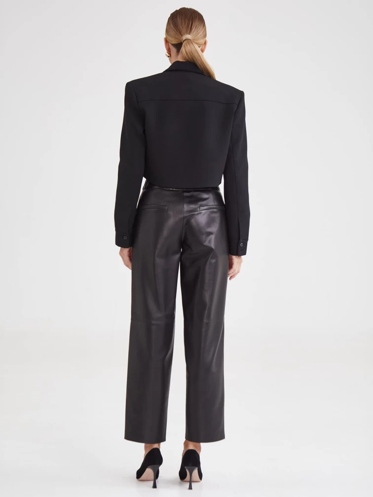 Модные женские кожаные брюки 08, черные, размер 42, артикул 85921-3