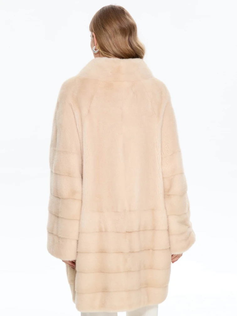 Комбинированная женская норковая шуба BRASCHI МS 093.1, бежевая, размер 46, артикул 34320-7