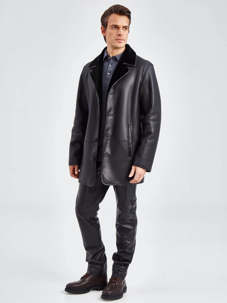 Классическая мужская дубленка премиум класса 135(пр), черная, размер 56, артикул 71400-1