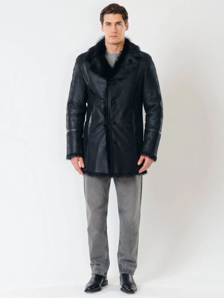 Дубленка из тосканы классическая мужская Леон (т), черная триколор, р. 60, арт. 70711-3