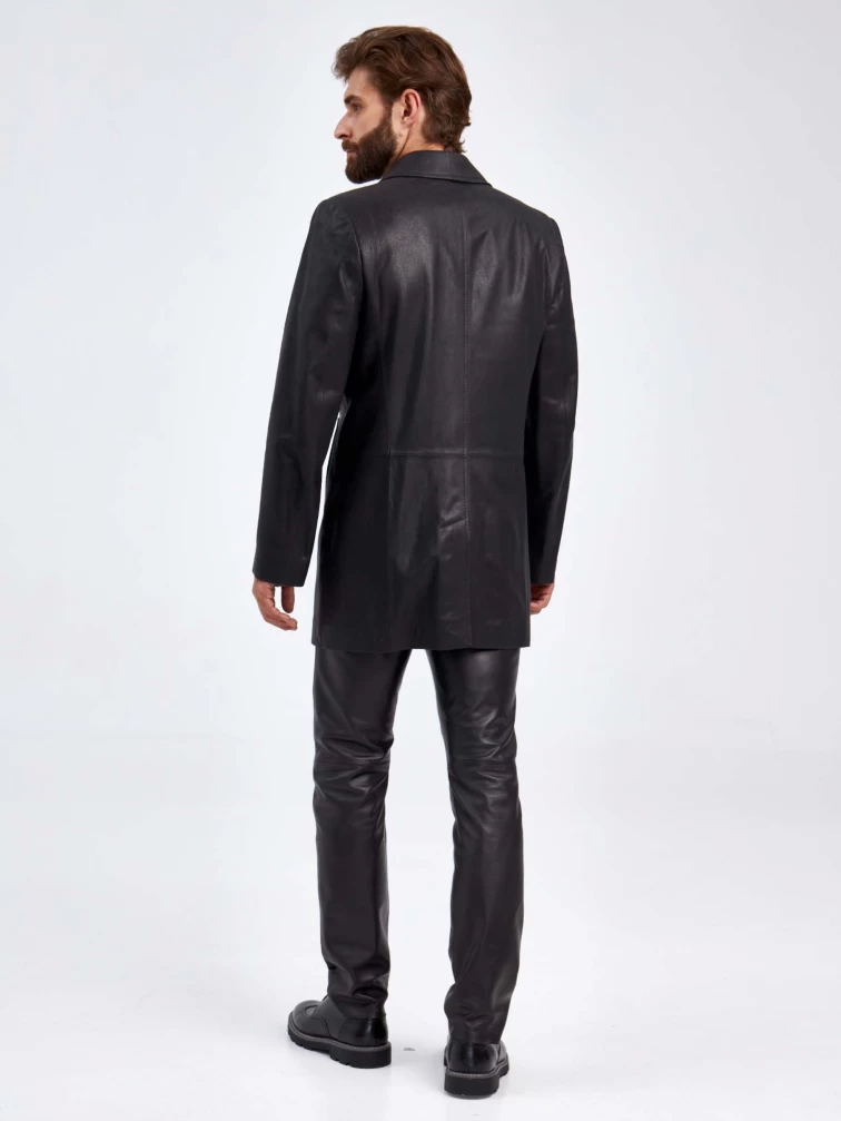 Двубортный кожаный френч для мужчин 501, черный, размер 50, артикул 29400-2