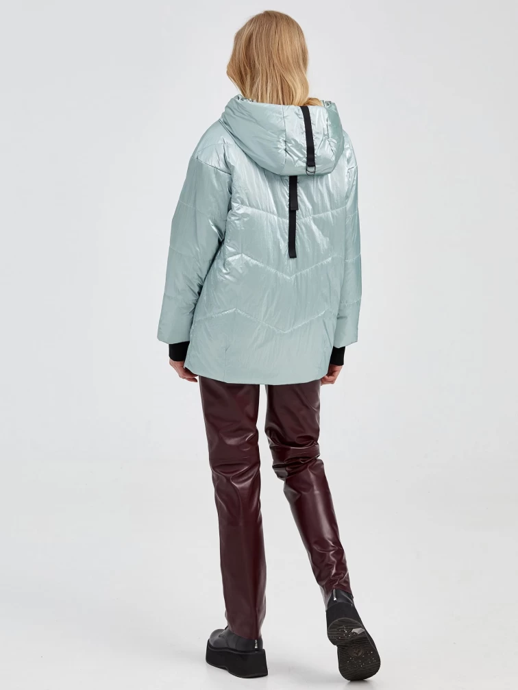 Женская текстильная утепленная куртка с капюшоном 20032, мятная, размер 42, артикул 25050-6