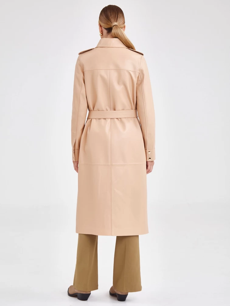 Платье рубашка кожаная женская из натуральной кожи премиум класса 03, бежевая, размер 44, артикул 23181-6