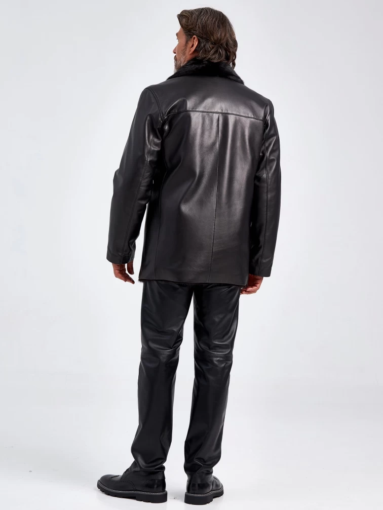 Двустороннее меховое кожаное полупальто на подкладке из меха норки Delon, черное, размер 48, артикул 40690-6