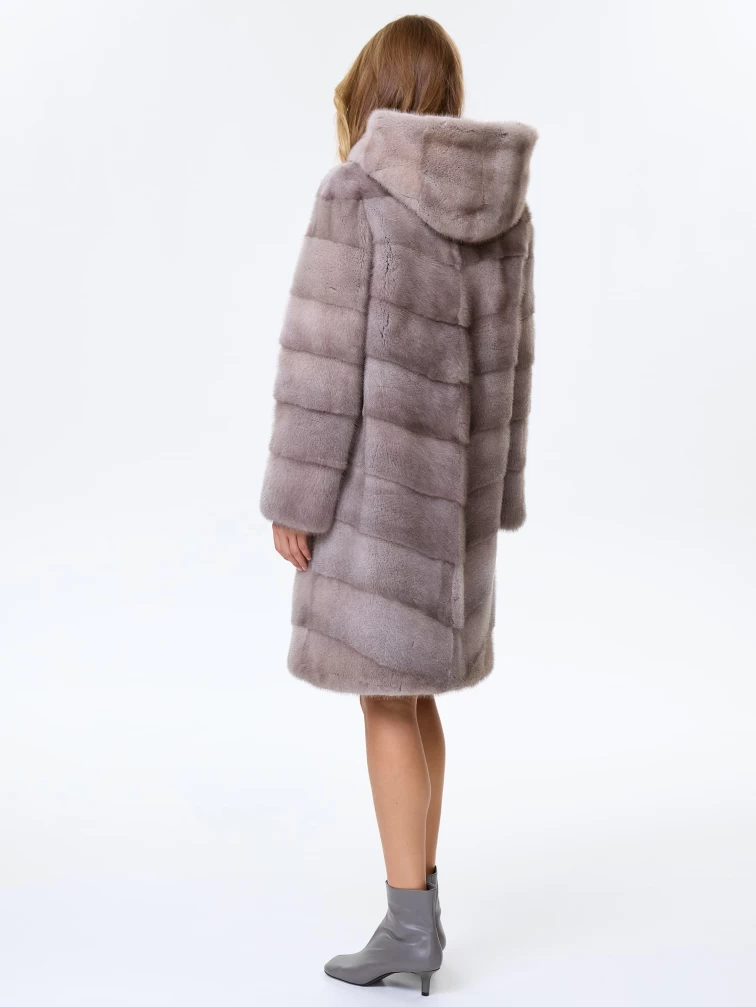 Норковая женская шуба с капюшоном Галя(к), серо-голубая, размер 44, артикул 34080-7