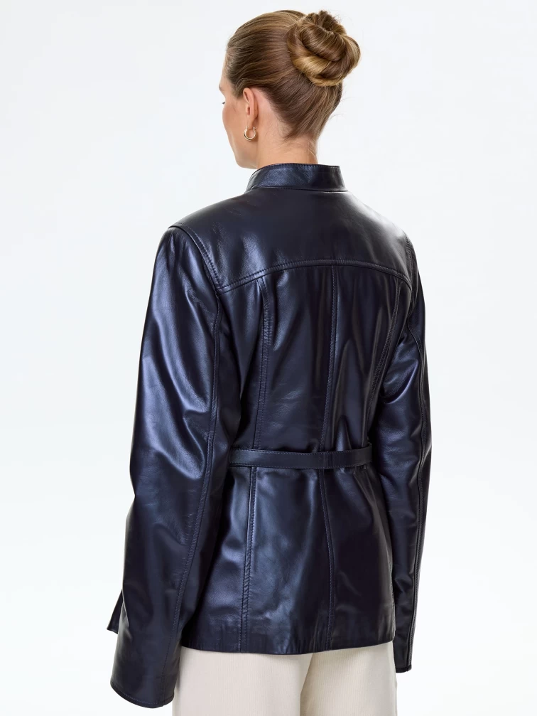 Женская кожаная куртка косуха 320(нв), синяя, размер 48, артикул 90700-5