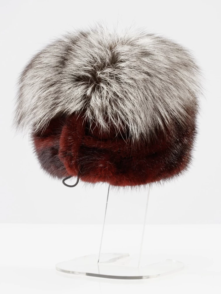 Головной убор из меха норки женский Спиралька, бордовый, размер 58, артикул 50760-1