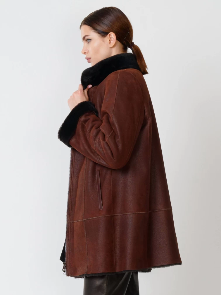 Женская дубленка на молнии с воротником стойкой 267, виски, размер 44, артикул 61822-1