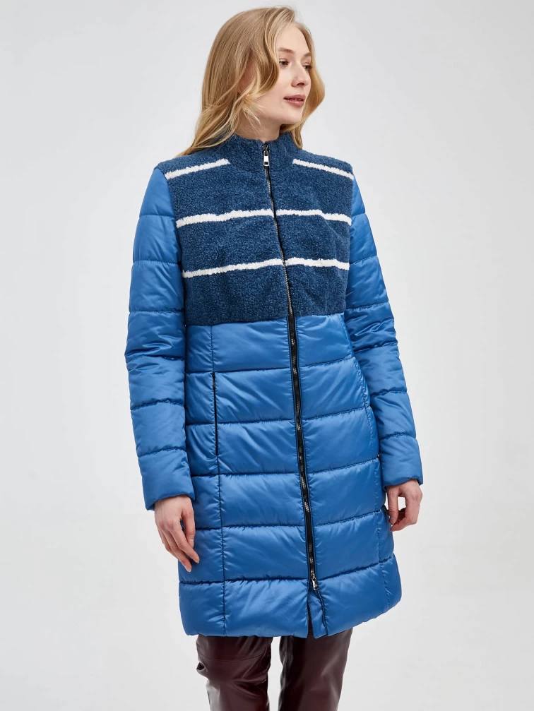 Демисезонный комплект женский: Пуховик 805 + Брюки 02, голубой/бордовый, р. 42, арт. 111304-5