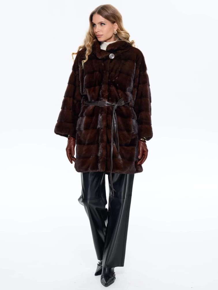 Короткая коричневая норковая женская шуба MANAKAS 2524, размер 38, артикул 34470-6