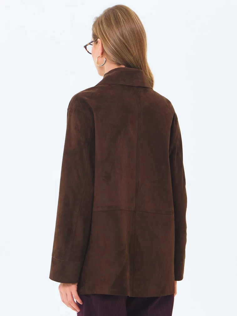 Женский замшевый пиджак премиум класса 3092з, коричневый, размер 44, артикул 24640-5