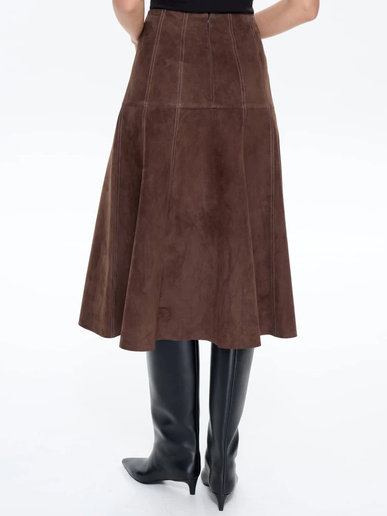 Замшевая юбка 17з, cветло-коричневая, размер 42, артикул 86060-5