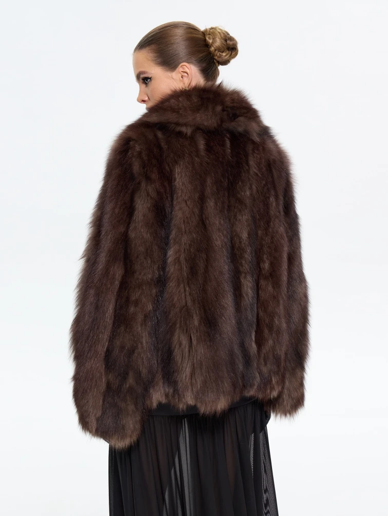 Женская короткая шуба из меха лисы М1010 - 24267, коричневая, размер 46, артикул 65350-5