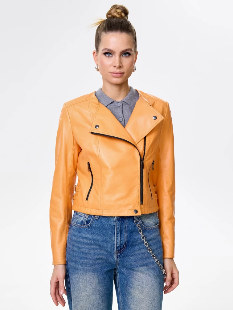 Оранжевая кожаная косуха для женщин 389, размер 46, артикул 90441-0