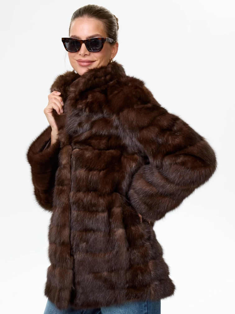 Женская соболиная шуба Роза(с), темно-коричневая, размер 44, артикул 34120-0