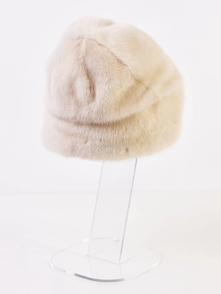 Головной убор из меха норки женский М-213, жемчужный, размер 58, артикул 51460-1