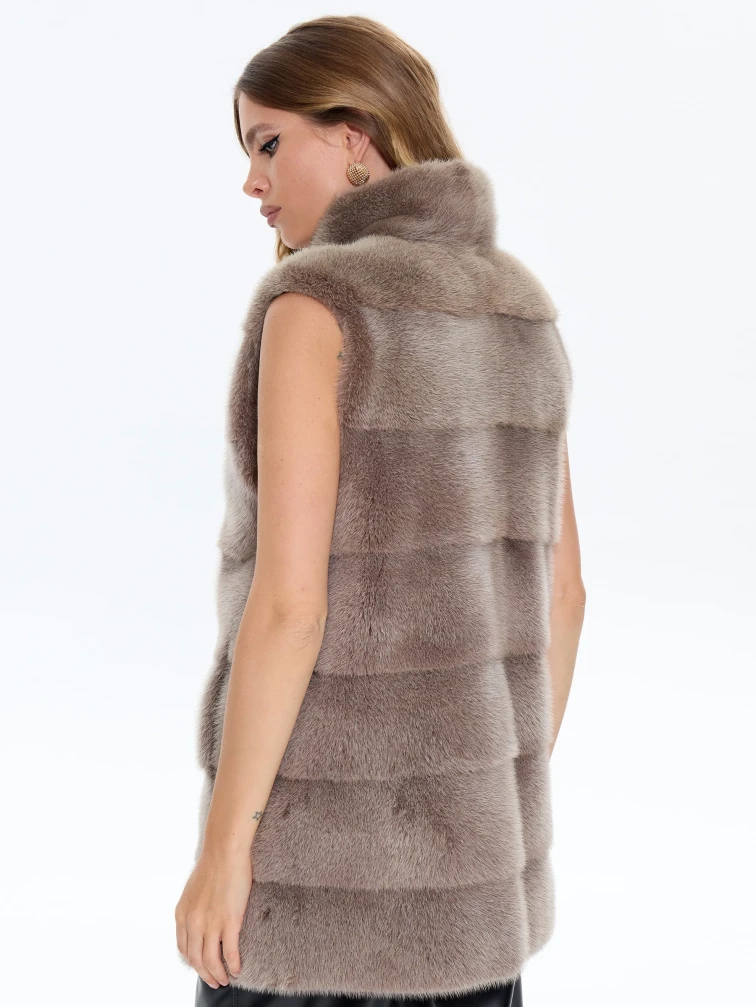 Бежевый норковый жилет 01, размер 44, артикул 65470-5