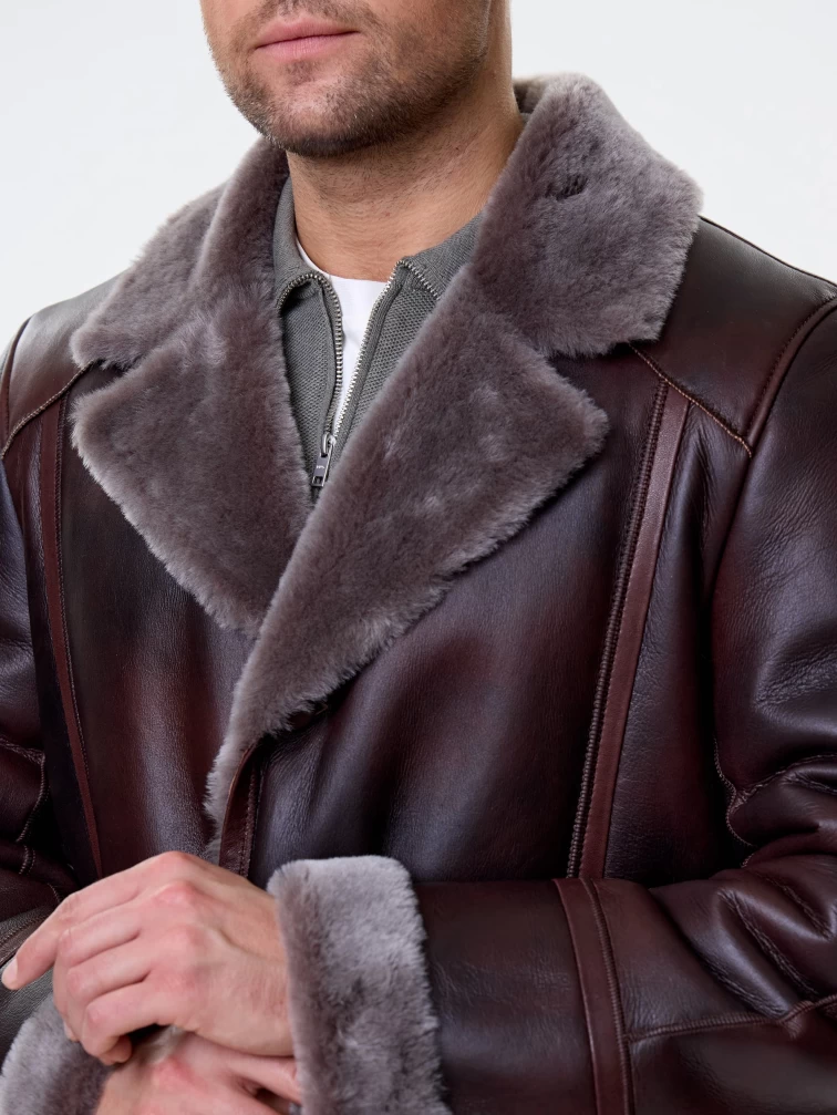 Мужская классическая дубленка премиум класса Леон, табачная, размер 52, артикул 71560-3