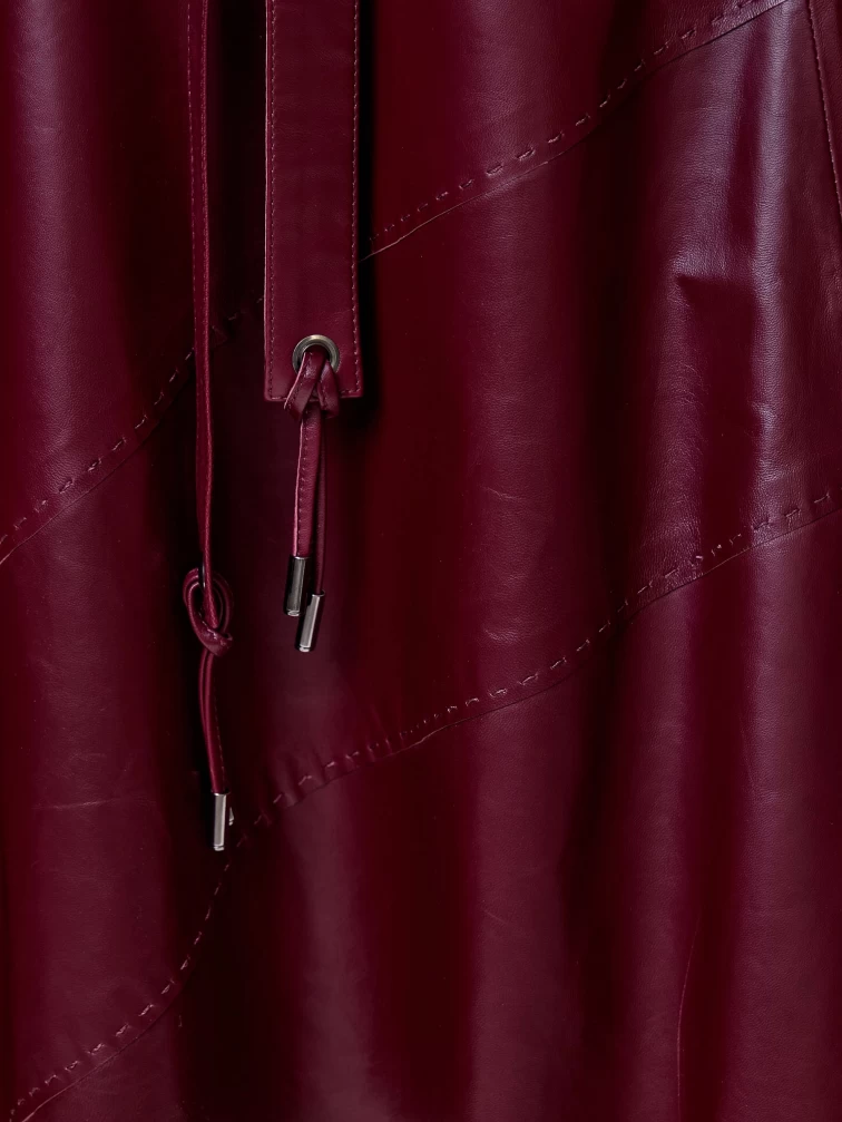Кожаная расклешенная юбка из натуральной кожи 01рс, бордовая, размер 44, артикул 85180-2