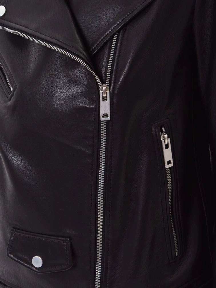 Кожаная женская куртка косуха с поясом премиум класса 3078, черная, размер 44, артикул 24510-2